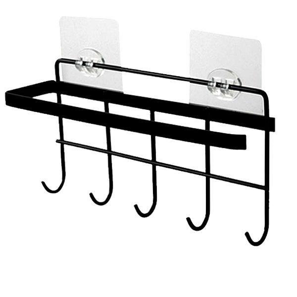 現貨 快速出貨 ｜ 鐵藝置物架 廚房多功能廚具排鈎掛鈎 免打孔卷紙收納架毛巾掛架 無痕置物架 無痕掛架-細節圖5