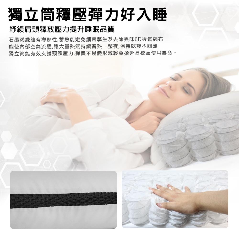 現貨 快速出貨 ｜ 石墨烯獨立筒枕 台灣製 獨立筒枕頭 枕頭 石墨烯枕 飯店枕 石墨烯 獨立筒枕-細節圖5