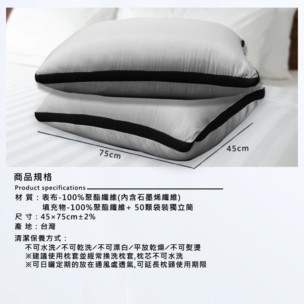 現貨 快速出貨 ｜ 石墨烯獨立筒枕 台灣製 獨立筒枕頭 枕頭 石墨烯枕 飯店枕 石墨烯 獨立筒枕-細節圖9