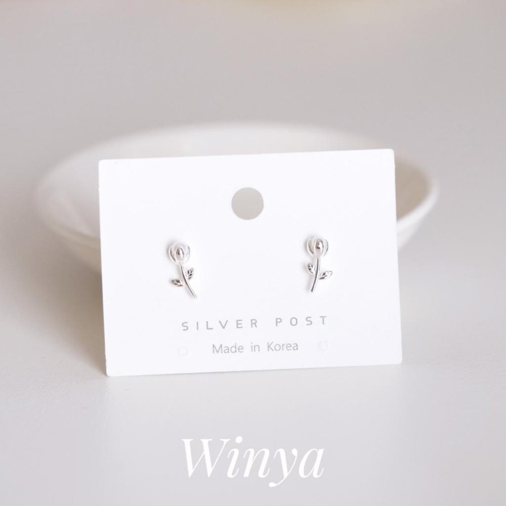 【Winya 韓國飾品 現貨 】韓國 珍珠鬱金香 耳環 耳針 耳夾-細節圖2