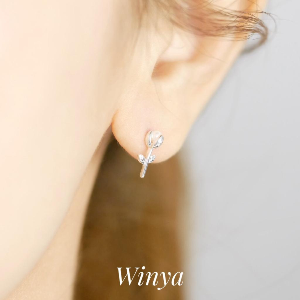 【Winya 韓國飾品 現貨 】韓國 珍珠鬱金香 耳環 耳針 耳夾-細節圖6