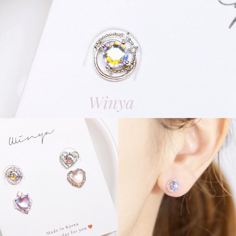 【Winya 韓國飾品 現貨 】正韓 🇰🇷 9款 亮彩 轉珠耳環 醫療鋼耳環 轉珠-細節圖4
