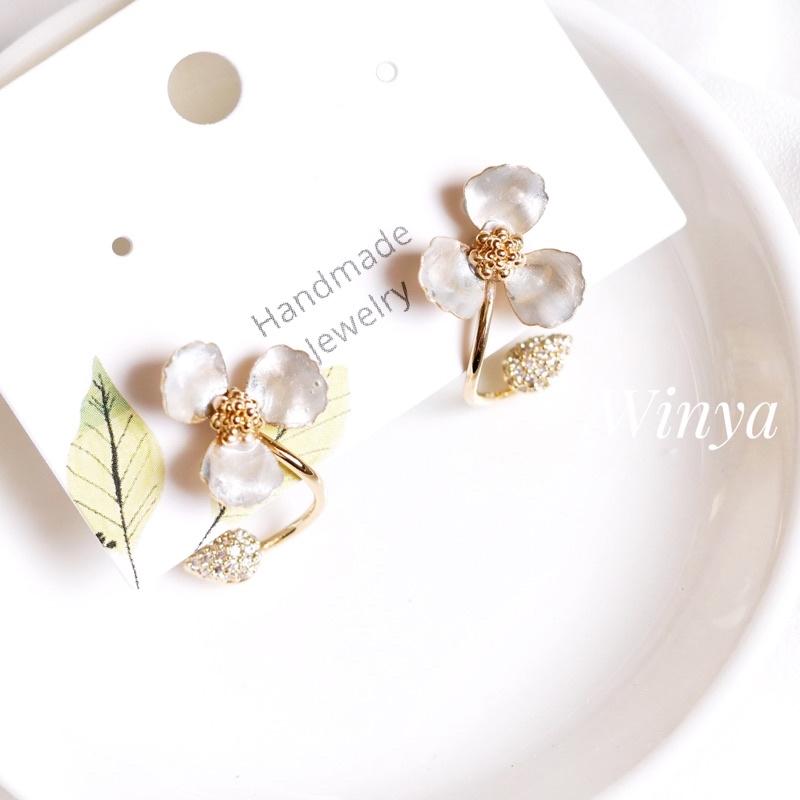 【winya 韓國飾品 現貨 】正韓 小花苞花朵耳環 銀針 耳夾-細節圖2