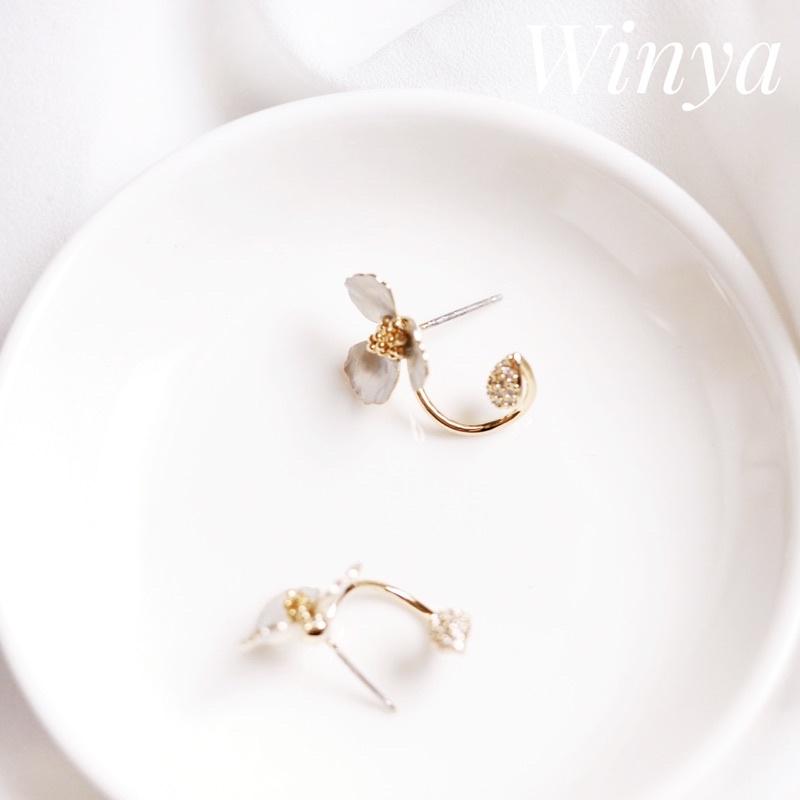 【winya 韓國飾品 現貨 】正韓 小花苞花朵耳環 銀針 耳夾-細節圖5