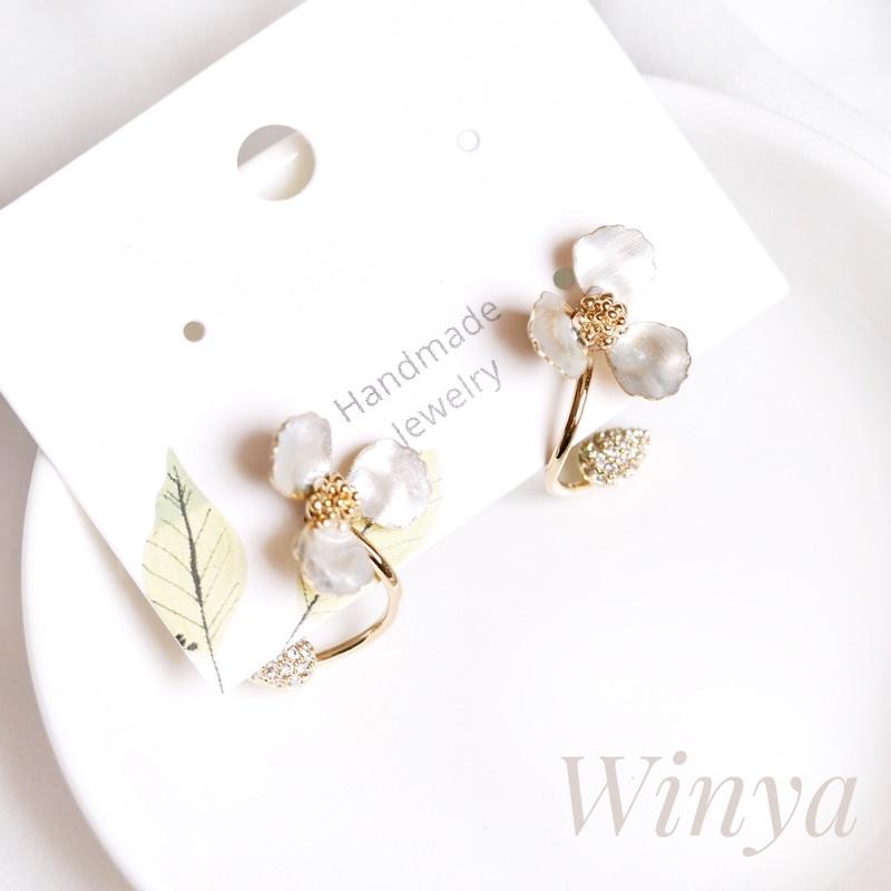 【winya 韓國飾品 現貨 】正韓 小花苞花朵耳環 銀針 耳夾-細節圖6