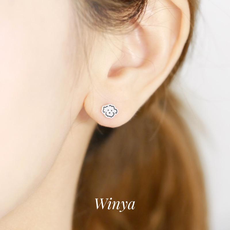 【Winya 韓國飾品 現貨 】正韓🇰🇷 925全純銀轉珠 可愛 狗狗 貓咪 愛心 轉珠耳環-細節圖6