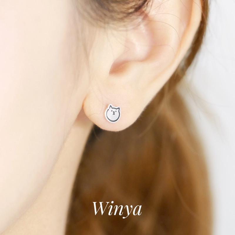 【Winya 韓國飾品 現貨 】正韓🇰🇷 925全純銀轉珠 可愛 狗狗 貓咪 愛心 轉珠耳環-細節圖7