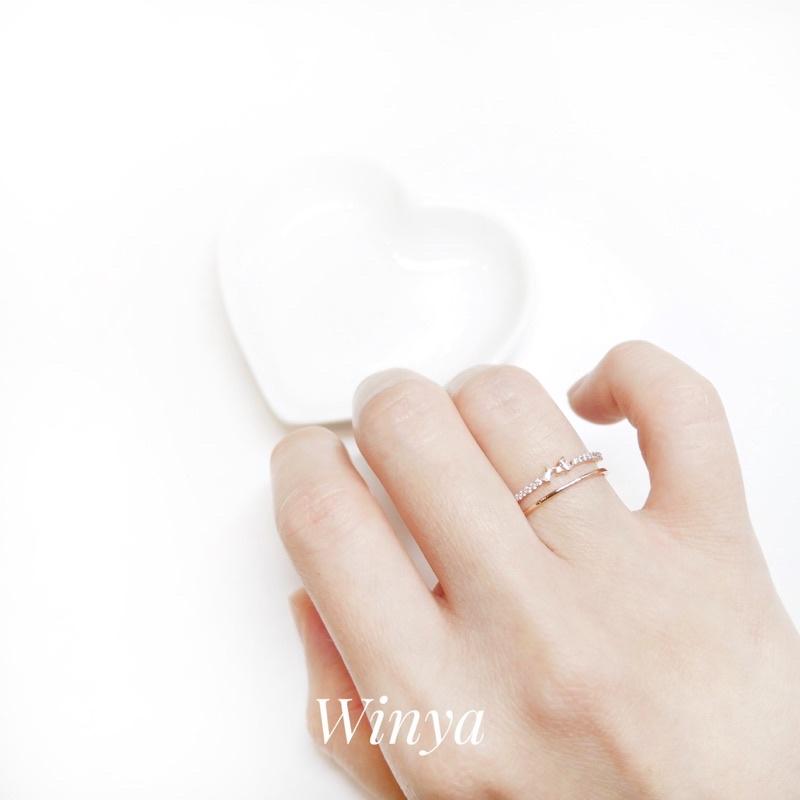 【winya 韓國飾品 現貨 】正韓 星光點綴雙排戒指 開口戒 限量現貨-細節圖2
