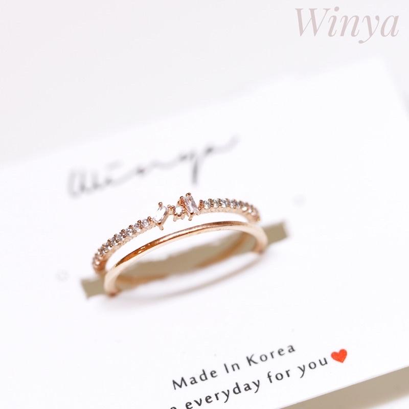 【winya 韓國飾品 現貨 】正韓 星光點綴雙排戒指 開口戒 限量現貨-細節圖3