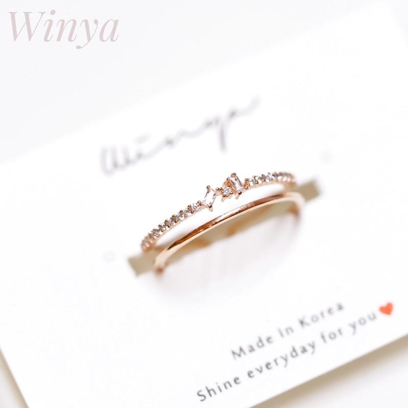 【winya 韓國飾品 現貨 】正韓 星光點綴雙排戒指 開口戒 限量現貨-細節圖4