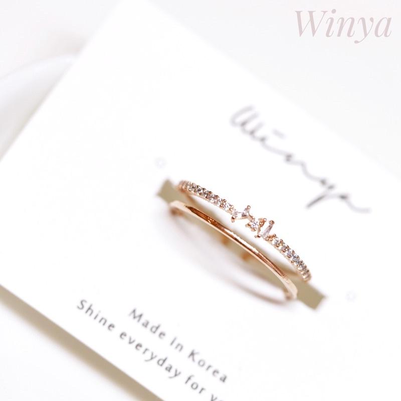 【winya 韓國飾品 現貨 】正韓 星光點綴雙排戒指 開口戒 限量現貨-細節圖5