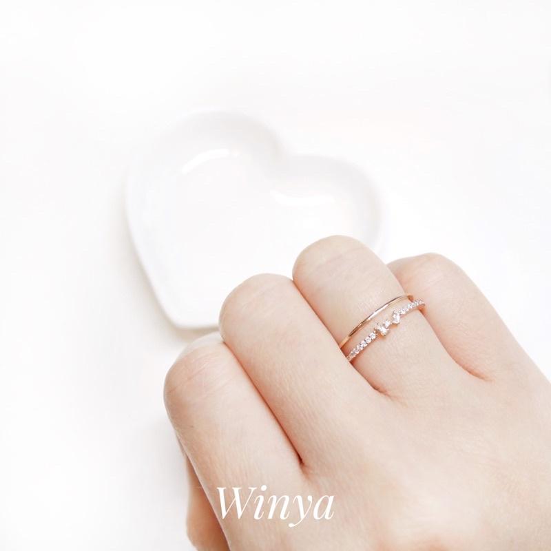 【winya 韓國飾品 現貨 】正韓 星光點綴雙排戒指 開口戒 限量現貨-細節圖6