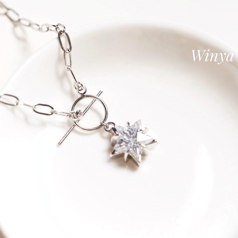【Winya  韓國飾品 現貨 】正韓 星光 燦爛 OT扣 項鍊-細節圖3