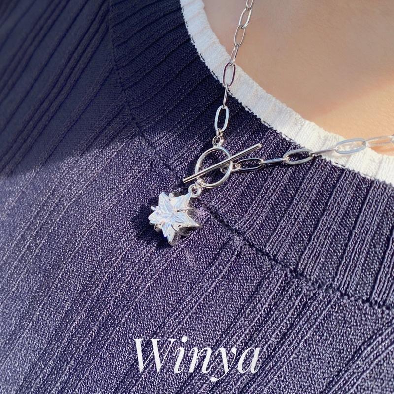 【Winya  韓國飾品 現貨 】正韓 星光 燦爛 OT扣 項鍊-細節圖5