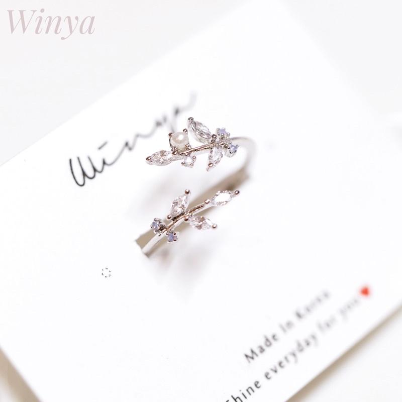 【winya 韓國飾品 現貨 】正韓 春天女神水晶嫩葉戒指 限量現貨-細節圖3