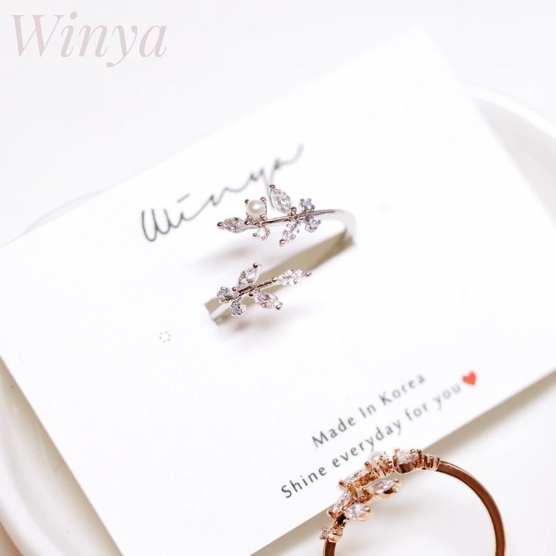 【winya 韓國飾品 現貨 】正韓 春天女神水晶嫩葉戒指 限量現貨-細節圖4