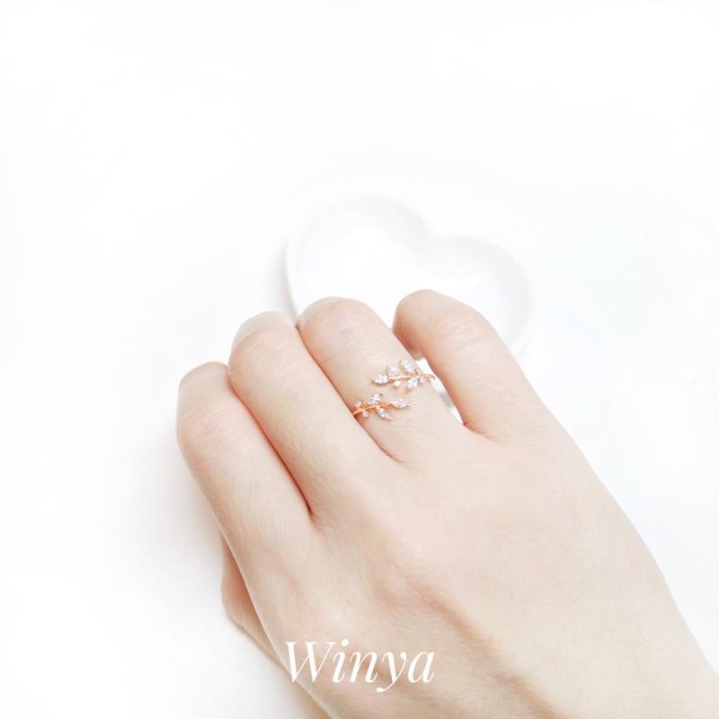 【winya 韓國飾品 現貨 】正韓 春天女神水晶嫩葉戒指 限量現貨-細節圖7