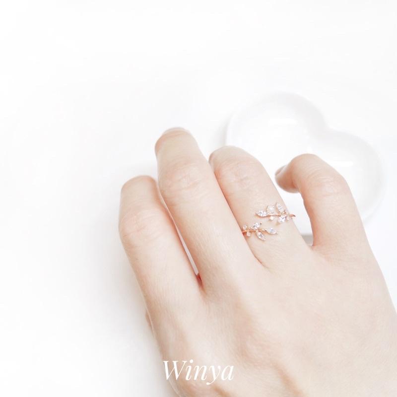 【winya 韓國飾品 現貨 】正韓 春天女神水晶嫩葉戒指 限量現貨-細節圖8