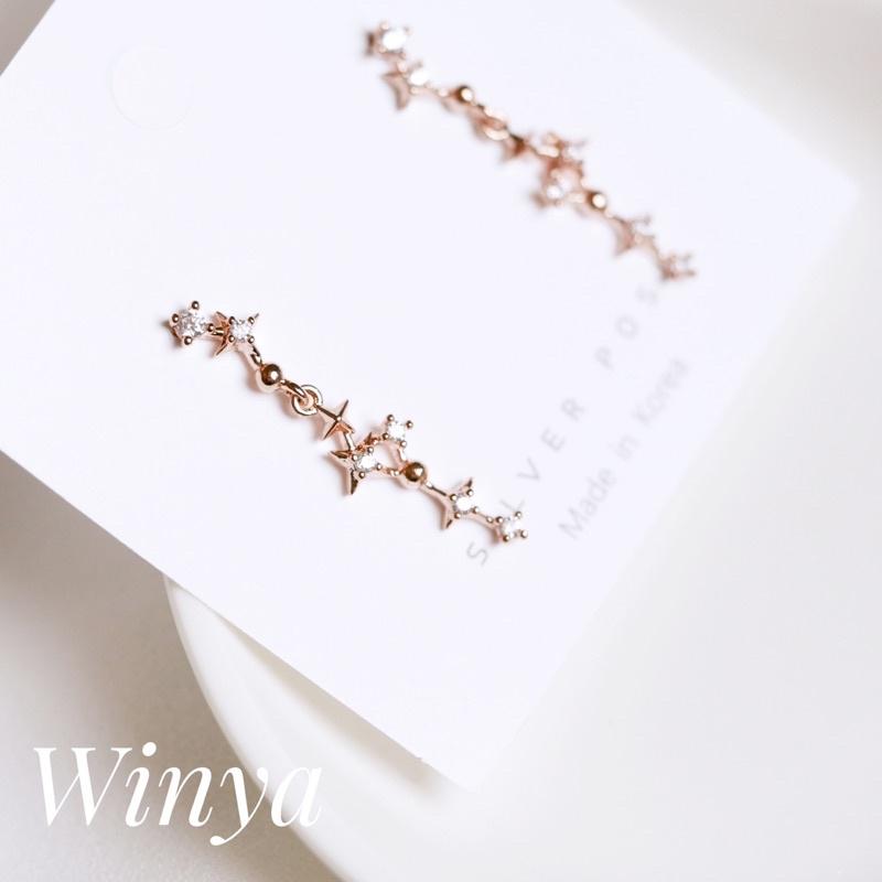 【winya 韓國飾品 現貨 】正韓 不規則星河垂墜耳環 銀針 耳夾 矽膠耳夾 耳針-細節圖7