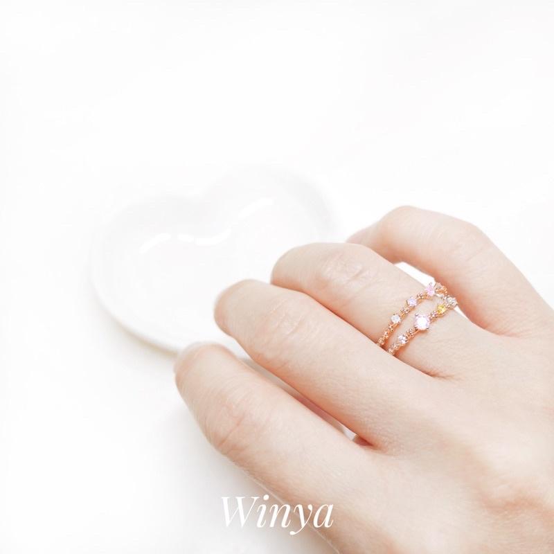 【winya 韓國飾品 現貨 】正韓 繽紛 多彩 雙排戒 開口戒 水晶戒指 限量現貨-細節圖8