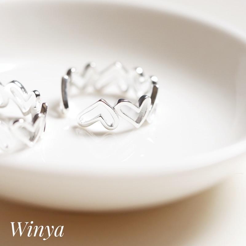 【Winya韓國飾品 現貨 】正韓 925純銀 手繪 愛心 戒指 無戒圍戒指  開口戒 純銀戒指 戒指 情侶戒-細節圖2