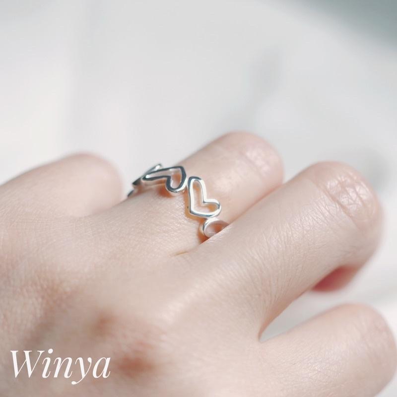 【Winya韓國飾品 現貨 】正韓 925純銀 手繪 愛心 戒指 無戒圍戒指  開口戒 純銀戒指 戒指 情侶戒-細節圖3
