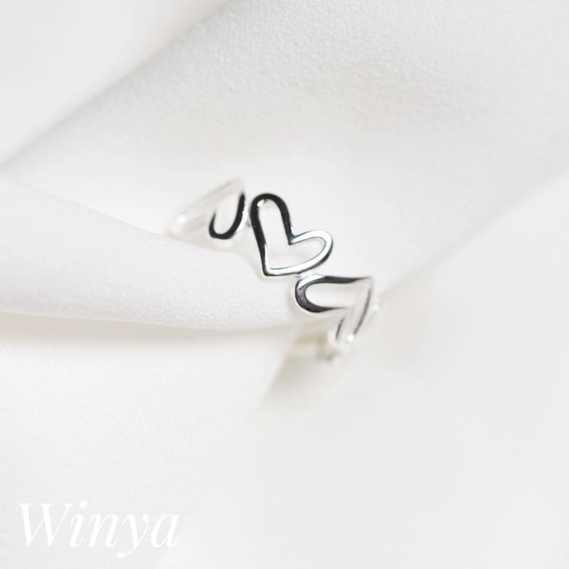 【Winya韓國飾品 現貨 】正韓 925純銀 手繪 愛心 戒指 無戒圍戒指  開口戒 純銀戒指 戒指 情侶戒-細節圖4