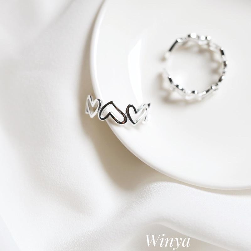 【Winya韓國飾品 現貨 】正韓 925純銀 手繪 愛心 戒指 無戒圍戒指  開口戒 純銀戒指 戒指 情侶戒-細節圖5