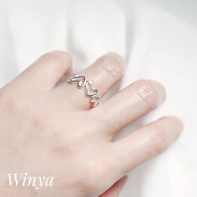 【Winya韓國飾品 現貨 】正韓 925純銀 手繪 愛心 戒指 無戒圍戒指  開口戒 純銀戒指 戒指 情侶戒-細節圖6