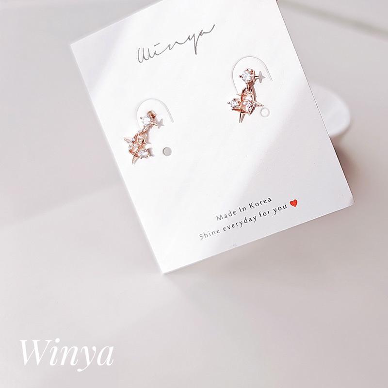 【Winya 韓國飾品 現貨 】正韓 十字星芒耳環 星芒 夾式耳環-細節圖3