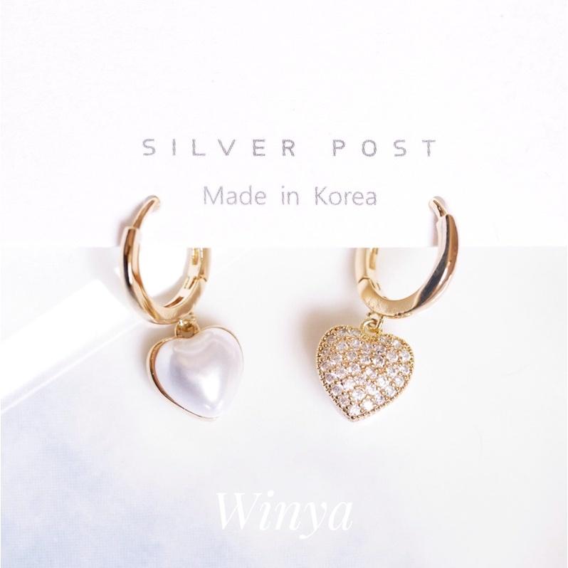 【winya 韓國飾品 現貨 】正韓 雙面愛心耳釦式耳環 限量現貨-細節圖3