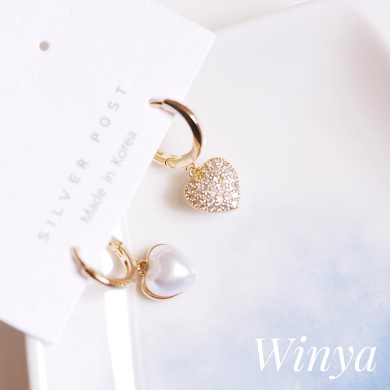 【winya 韓國飾品 現貨 】正韓 雙面愛心耳釦式耳環 限量現貨-細節圖5