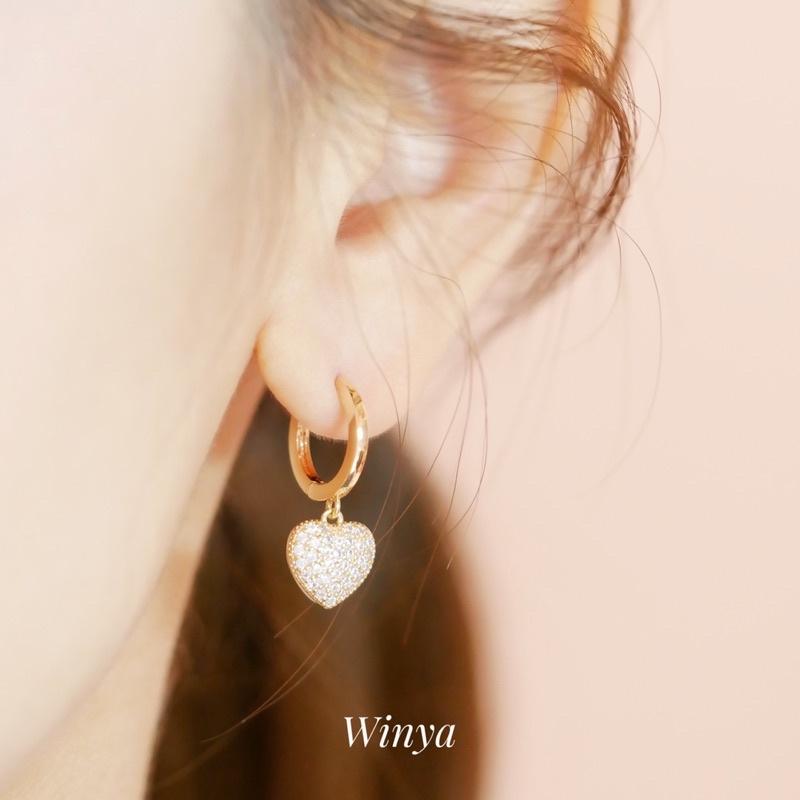 【winya 韓國飾品 現貨 】正韓 雙面愛心耳釦式耳環 限量現貨-細節圖6