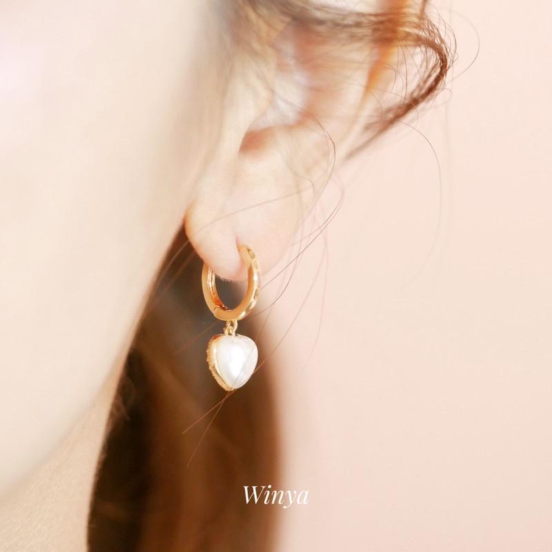 【winya 韓國飾品 現貨 】正韓 雙面愛心耳釦式耳環 限量現貨-細節圖7