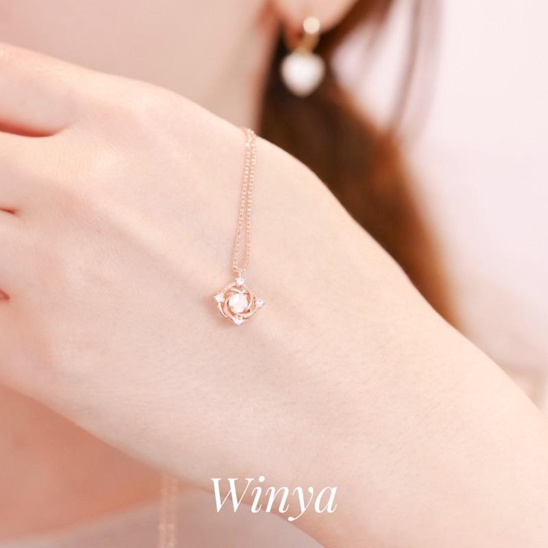 【winya 韓國飾品 現貨 】正韓  閃耀玫瑰之心項鍊 限量現貨-細節圖2