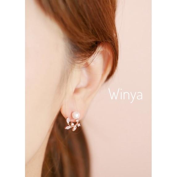 【winya 韓國飾品 現貨 】正韓 珍珠嫩芽耳環 限量現貨-細節圖5