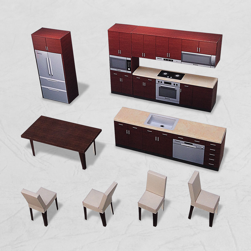 場景袖珍屋 - Kitchen #001 - DIY 紙模型-細節圖2