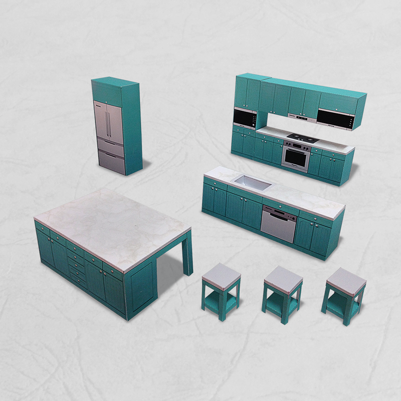 場景袖珍屋 - Kitchen #002 - DIY 紙模型-細節圖2