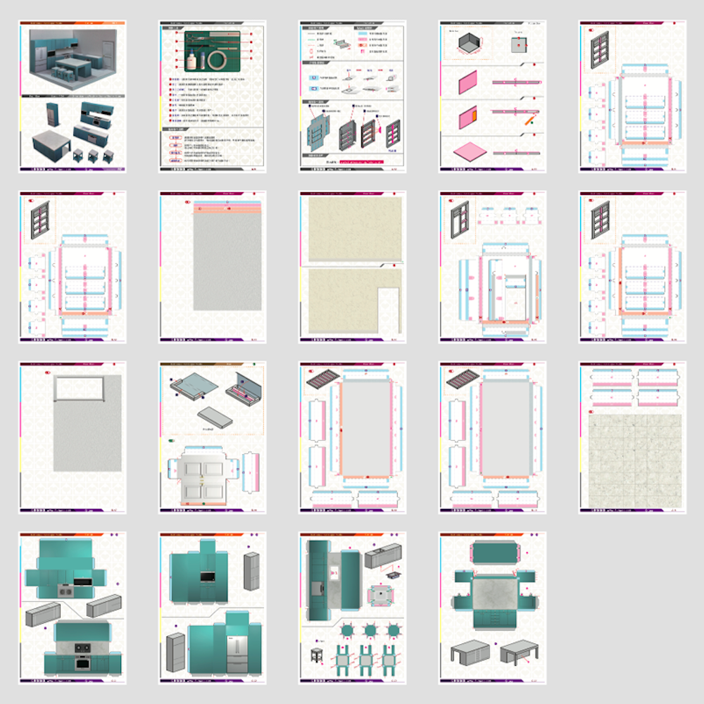 場景袖珍屋 - Kitchen #002 - DIY 紙模型-細節圖3