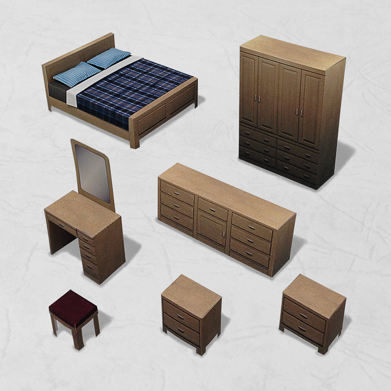 場景袖珍屋 - Bedroom #001 - DIY 紙模型-細節圖2