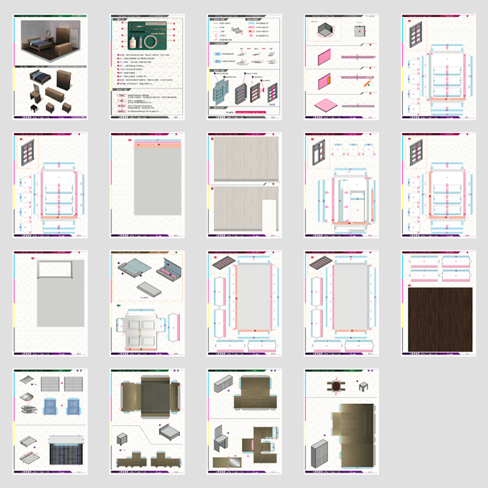 場景袖珍屋 - Bedroom #001 - DIY 紙模型-細節圖3