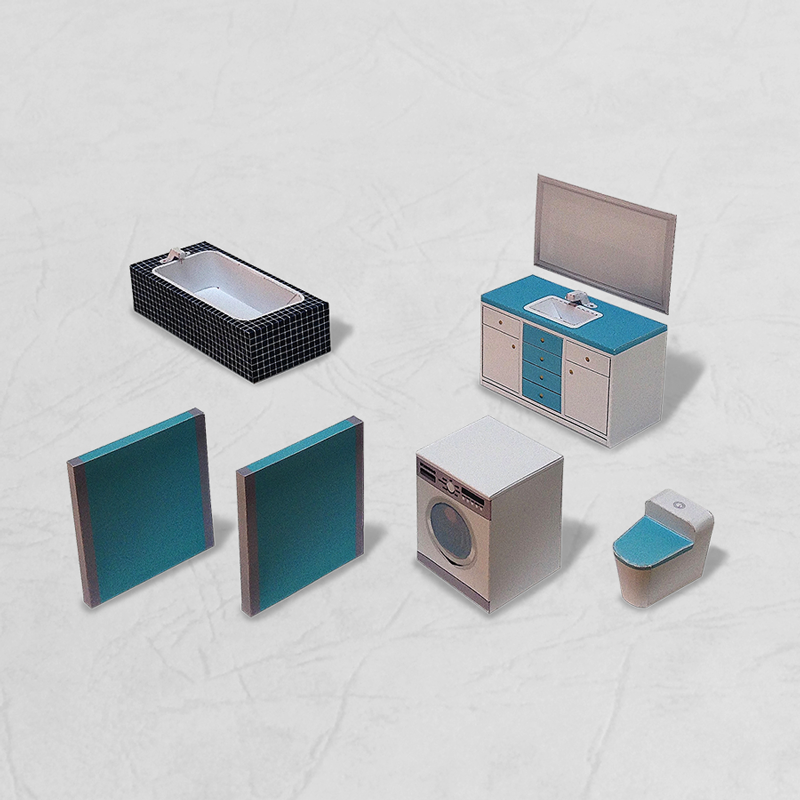 場景袖珍屋 - Bathroom #001 - DIY 紙模型-細節圖2