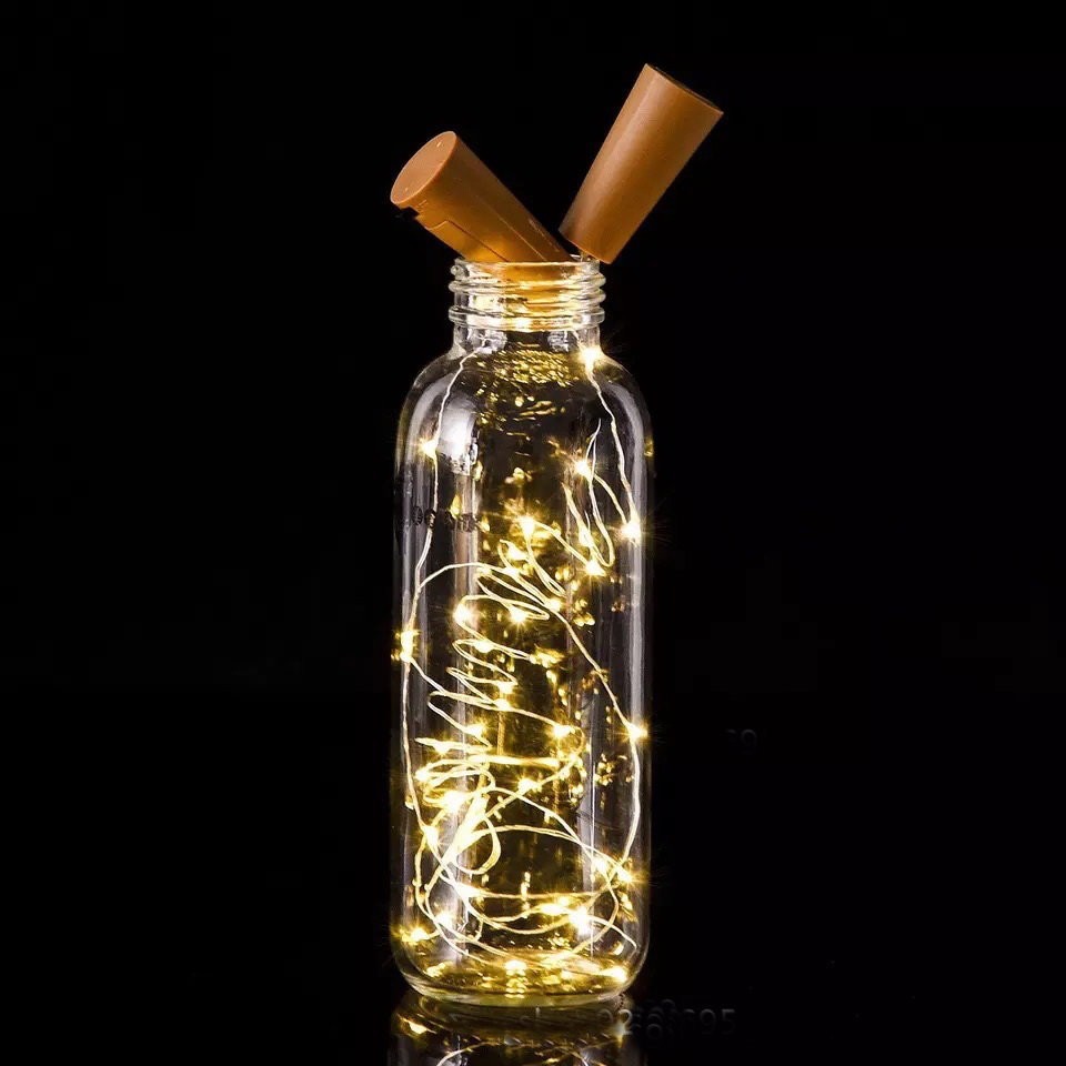 LED 酒瓶塞燈串（送電池）100/200公分 夾子燈 銅線燈串 銅線燈-細節圖5
