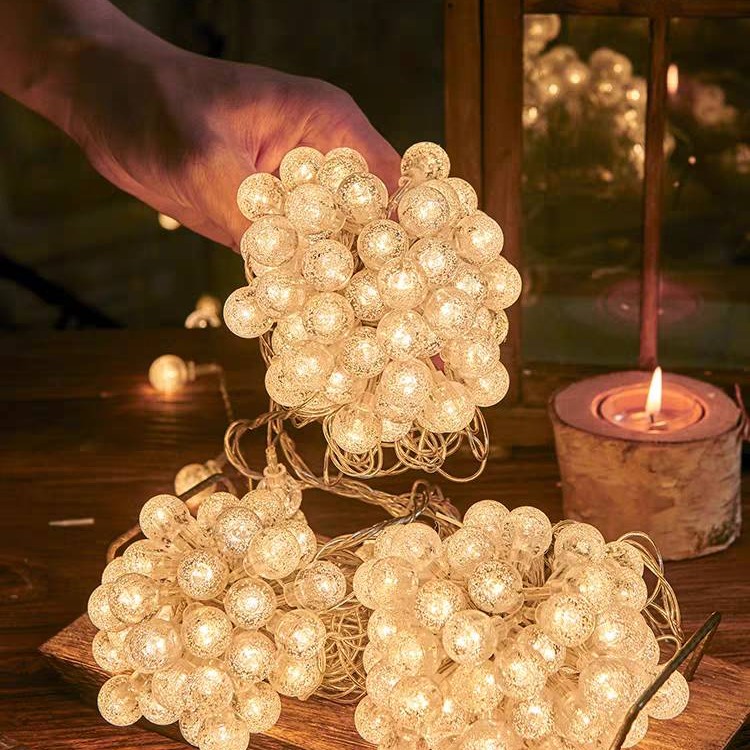 TS LED 水晶氣泡小球燈串 星星燈 戶外防水燈串 銅線燈 裝飾禮品 北歐風 聖誕燈 燈串-細節圖3