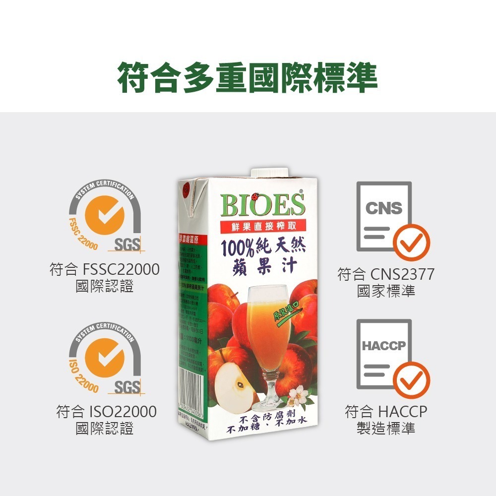 【囍瑞BIOES】100%純天然紅蘋果汁原汁1000ml*6瓶-細節圖7
