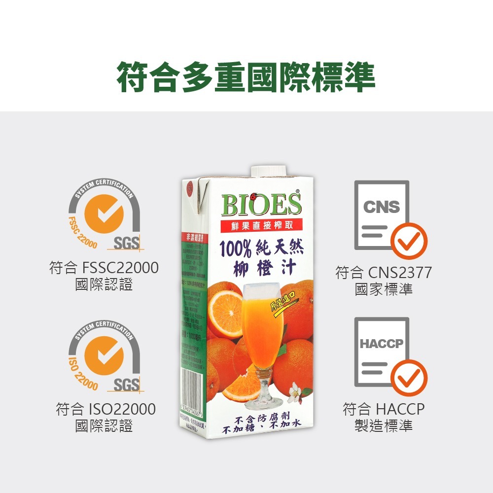 【囍瑞BIOES】100%純天然柳橙汁原汁1000ml*6瓶-細節圖7