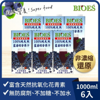 【囍瑞BIOES】100%純天然藍莓汁綜合原汁1000ml*6瓶