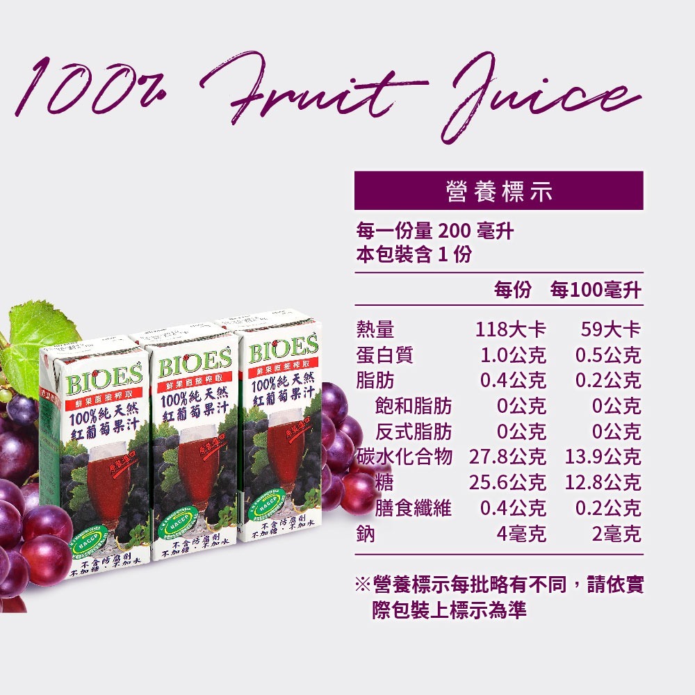 【囍瑞BIOES】100%純天然紅葡萄汁原汁200ml*24瓶-細節圖10