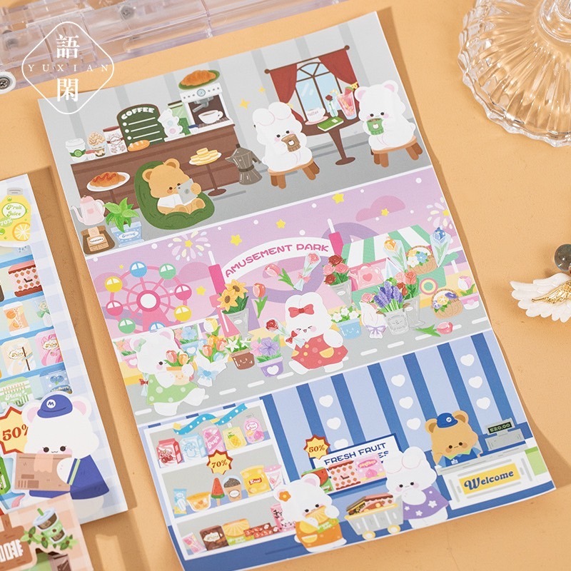 🐻小熊棉花糖🐻『台灣現貨』語閒造景機關貼紙包6張入 貼紙包 造景貼紙-細節圖3