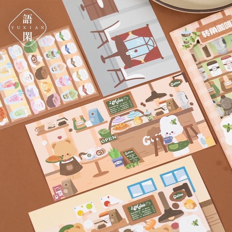 🐻小熊棉花糖🐻『台灣現貨』語閒造景機關貼紙包6張入 貼紙包 造景貼紙-細節圖4